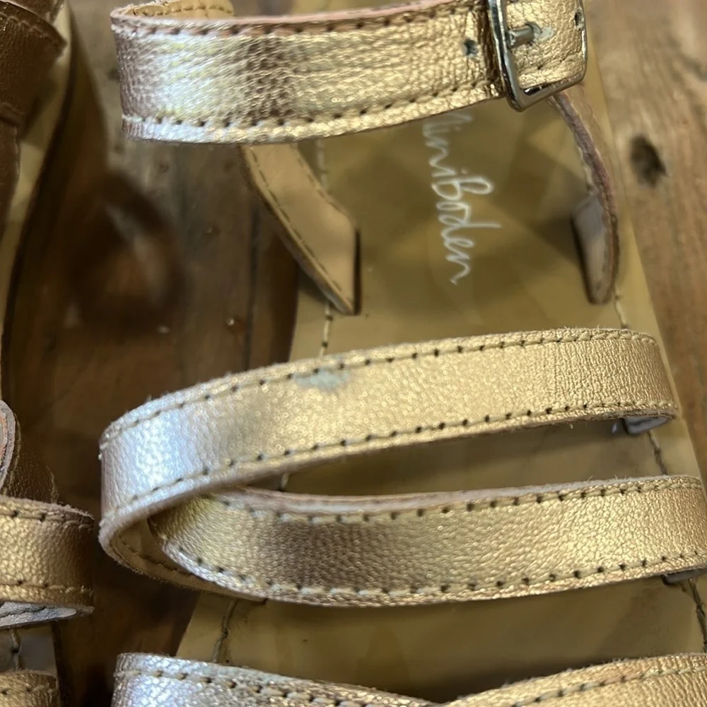 Mini Boden rose gold metallic strappy leather buckle sandals size 31 uk 13 US